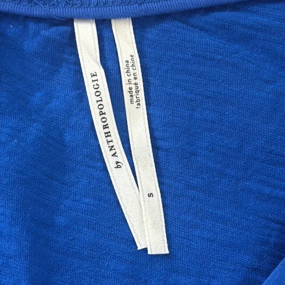 Anthropologie Royal Blue Ruched Long-Sleeve Top Luxe Sculpted Minimalist Chic - Picture 6 of 9